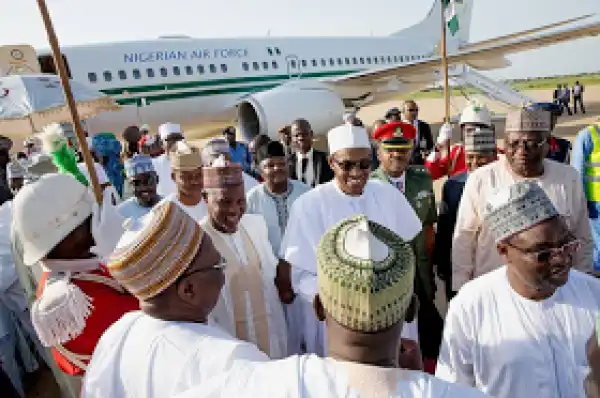 Photos: President Buhari arrives Daura, Katsina state for the Sallah holiday